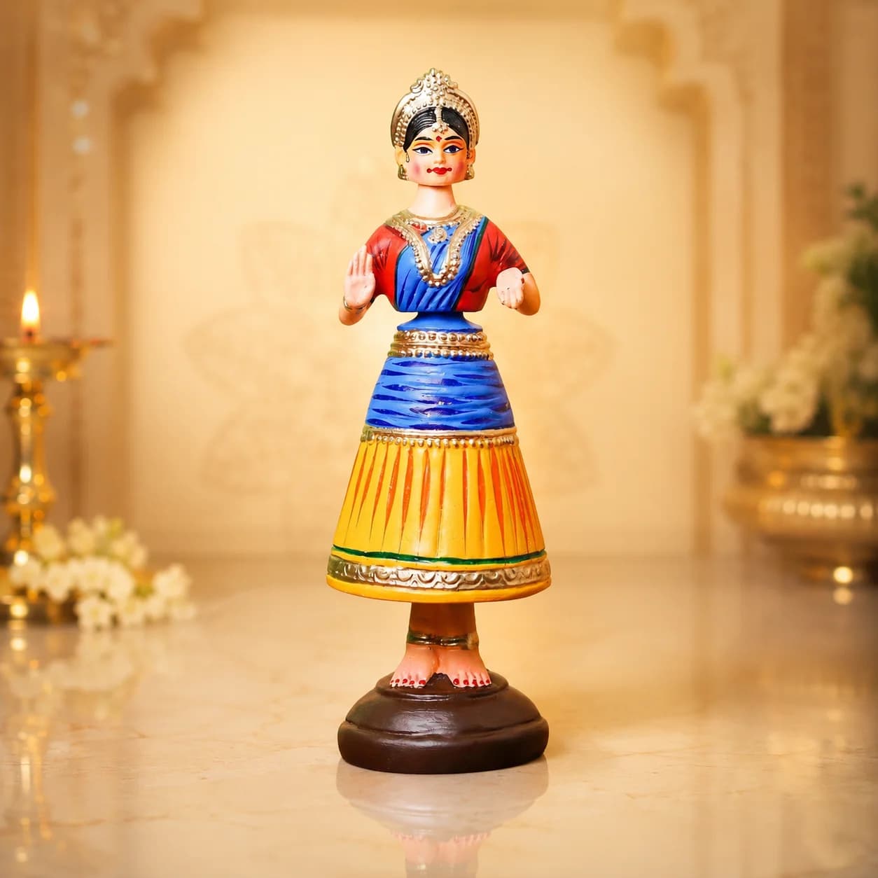 Tanjore Dancing Doll - 11 Inch (Yellow)