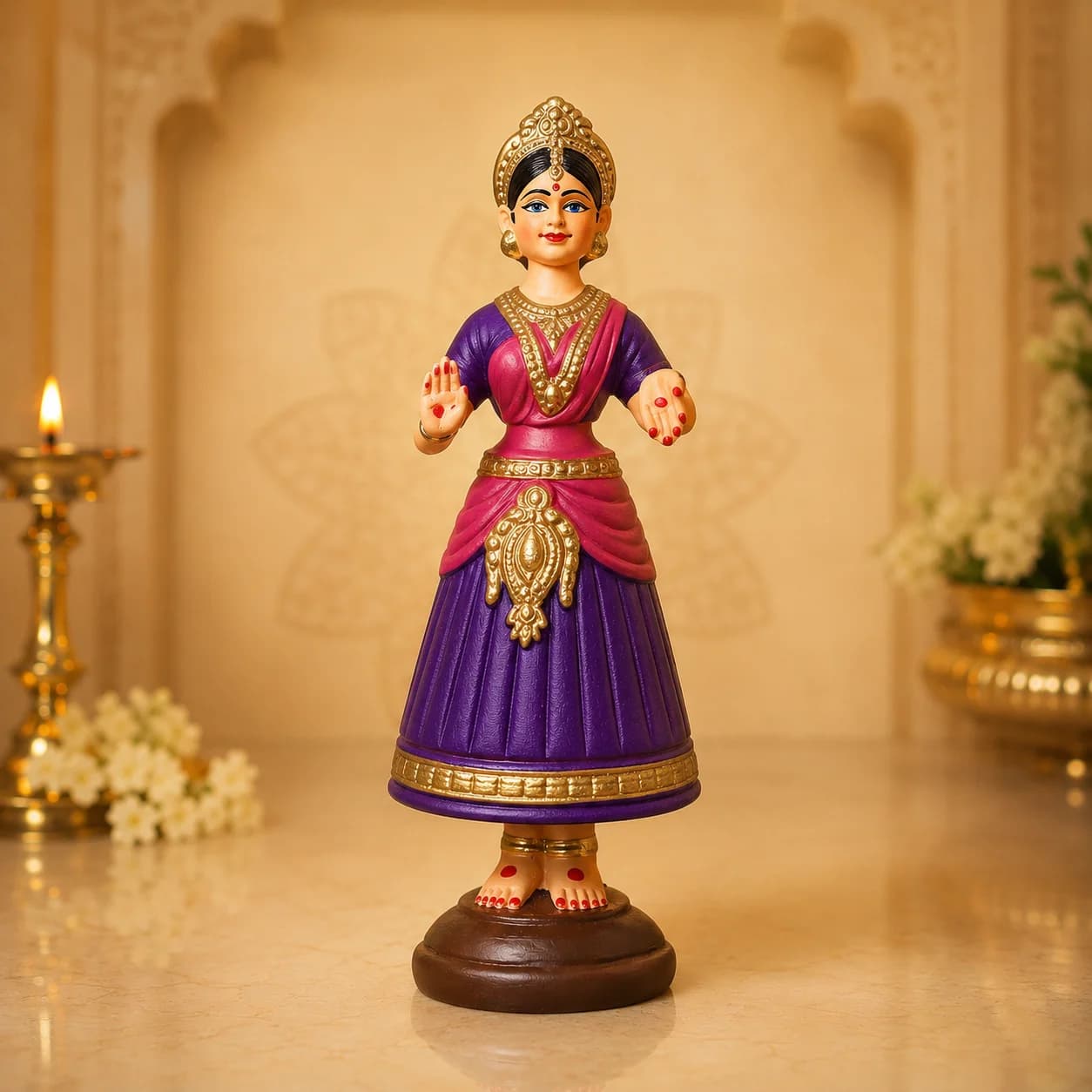 Tanjore Dancing Doll - 11 Inch (Purple)