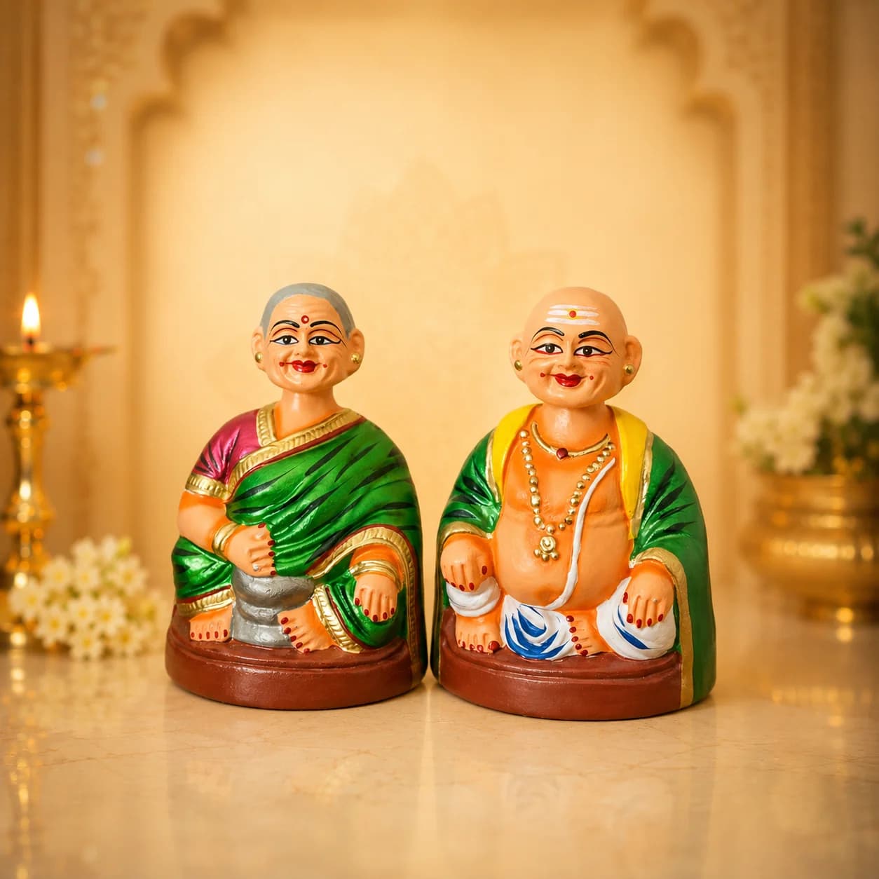Tanjore Old Couple Dancing Doll