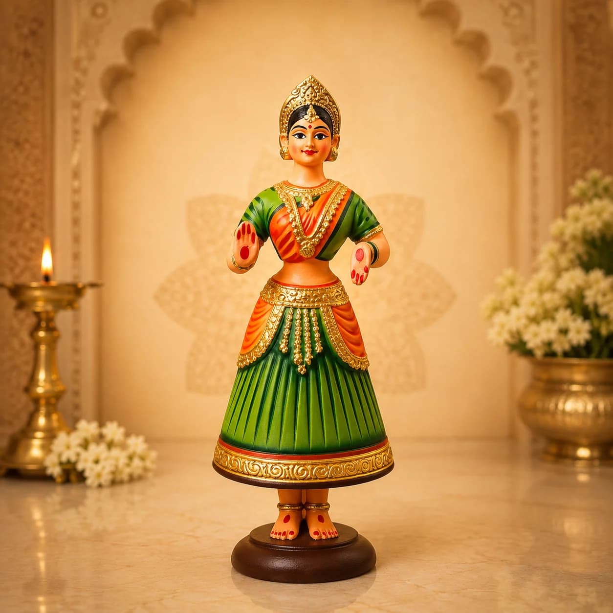 Tanjore Dancing Doll - 15 Inch (Green)