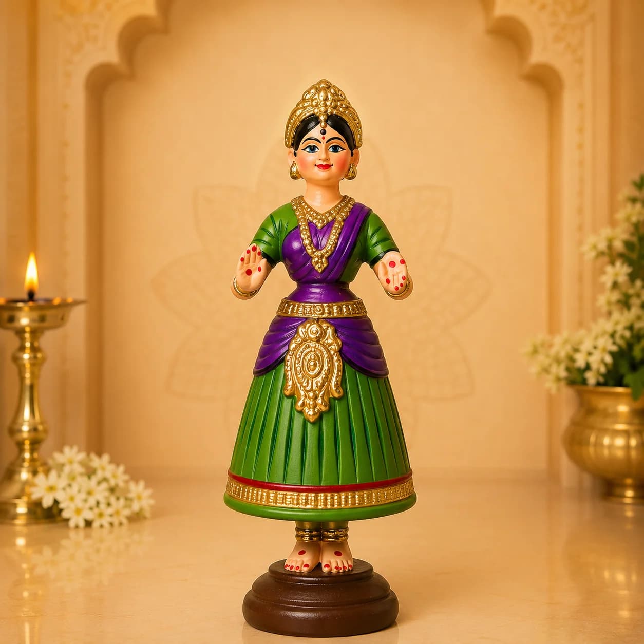 Tanjore Dancing Doll - 11 Inch (Green)