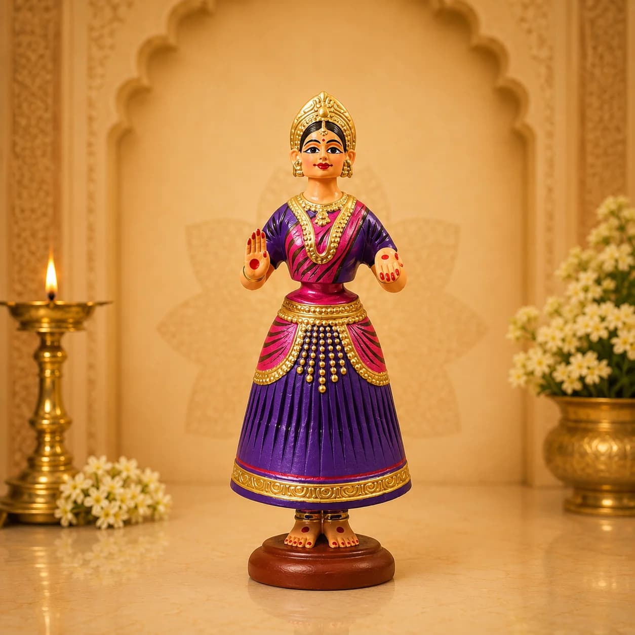 Tanjore Dancing Doll - 15 Inch (Purple)